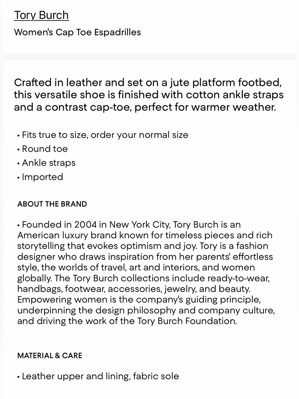 NIB Tory Burch Women's Cap Toe Espadrilles - Picture 6 of 6